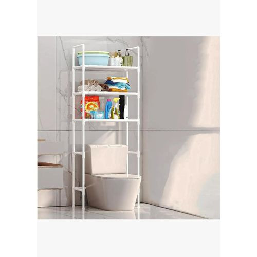 3-Layer Shower, Toilet, Bathroom & Washing Machine Storage Rack 1 Piece- White/Black