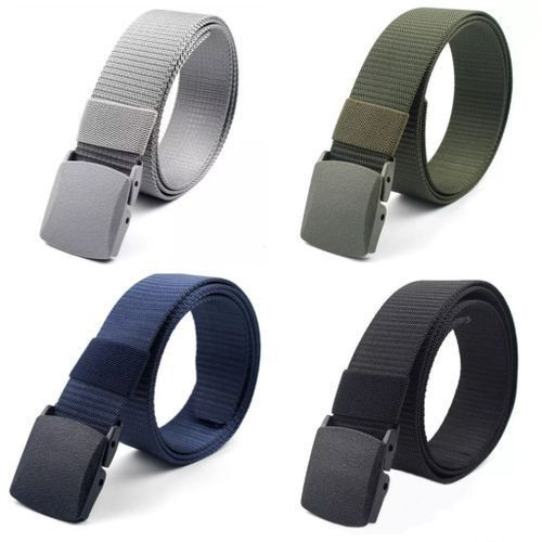 4Pack Men's Casual Nylon Belt - GreyGreen Blue Black