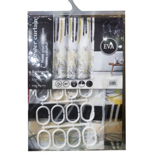 Shower Curtain With Hooks/Prints - Multicolor