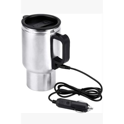 Travel Heating Cup, 450ml 12V 60W Stainless Steel Car Coffee Warmer Heating Mug Cup Adopted Vacuum Insulation Technology To Keep Water Warm - Silver