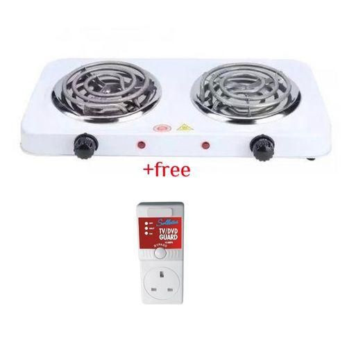 Double Coil Hotplate Cooker Plus A Free TV Guard- White