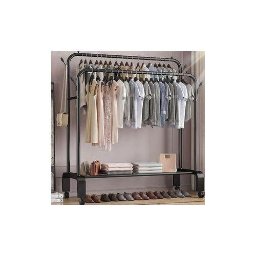 Double Line Carbon Steel Drying And Storage Cloth Rack - Black/White