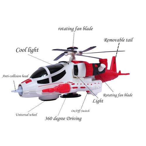 Helicopter Toy for Toddlers 1-3 With Lights And Sounds, 360°Freedom And Operated Automatic Bump Autism Sensory Light Up Toys Airplane for Toddler Boy Girl Birthday - Multicolor