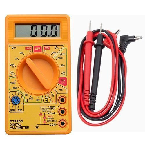 Digital Multimeter LCD Display DC/AC Voltage Current/A Resistance Digital Multimeter - Yellow