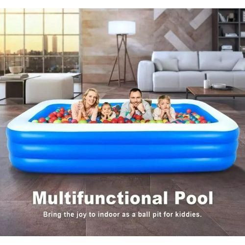 Inflatable Pool, Swimming Pool, Rectangular Full-Sized Inflatable Swimming Pool, for Toddlers, Kids, Family, Above Ground, Backyard, Outdoor With Pump - Blue