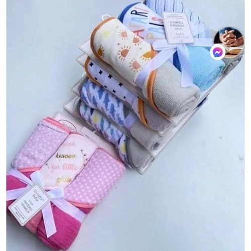 6pcs Pack Of Hooded New Born Baby Towels - Multicolor