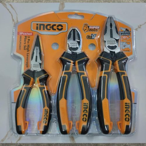 INGCO 3 Pcs High Leverage Pliers Set Insulated Pliers - Yellow/Black