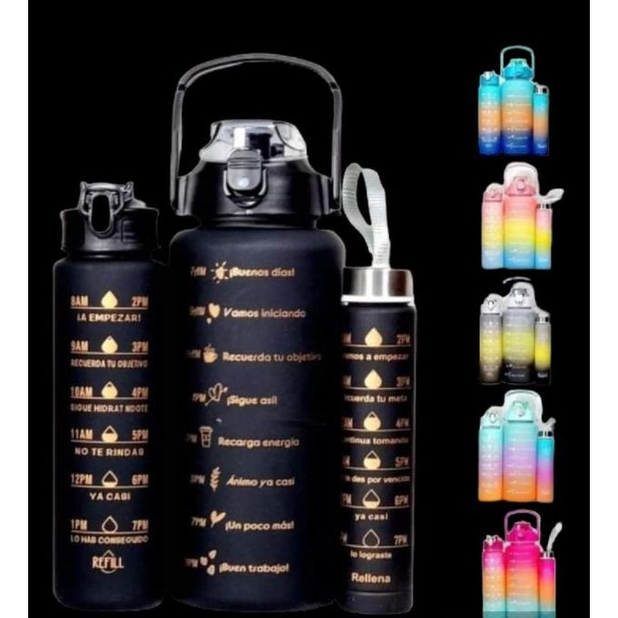 3 In 1 Water Bottle- Color,Black.