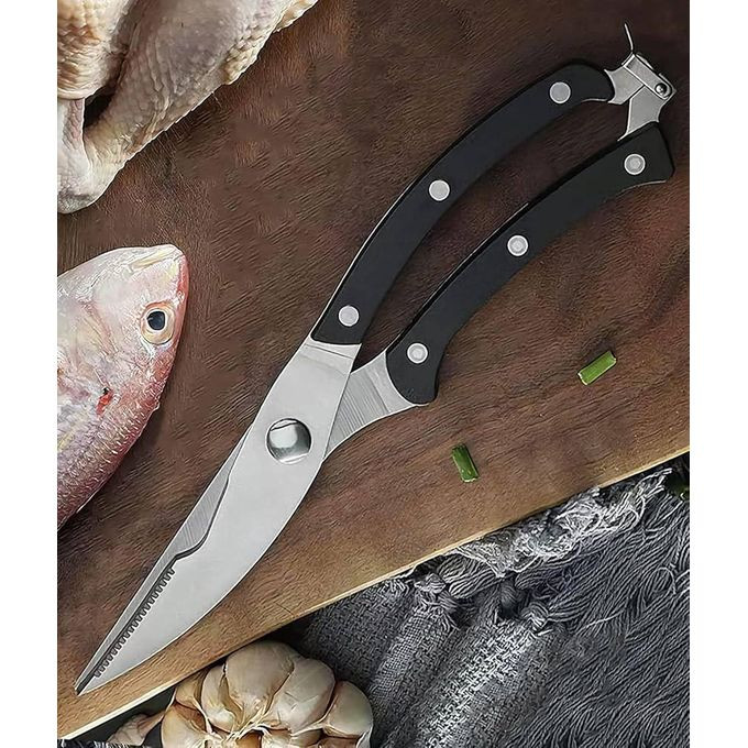 Heavy Duty , Kitchen Scissors For Food With Anti-Slip Handle & Safety Lock, Meat Scissors, Dish Washer Safe Kitchen Shears For Meat Chicken Seafood And Vegetable Cutting (Black & Brown)