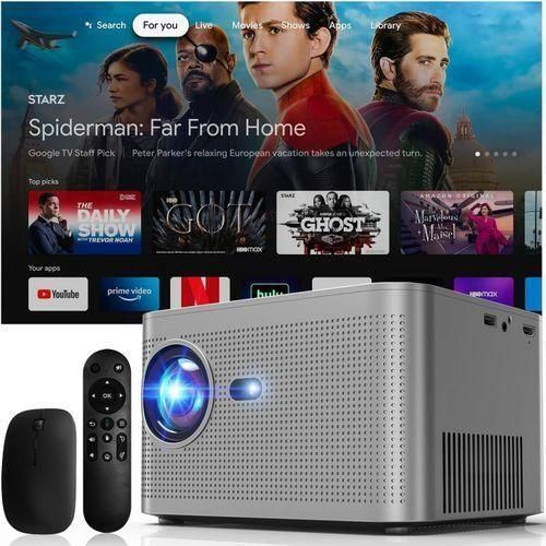 Portable Smart Projector 4K 800 ANSI 3000 Lumens, WiFi 6, BT5.2, Auto/Keystone Focus, Voice Assistant, HDMI/TV Stick/TV Box/Mobile/USB/PS5/Laptop/Rotation, With HDMI Cable And Mouse - Grey