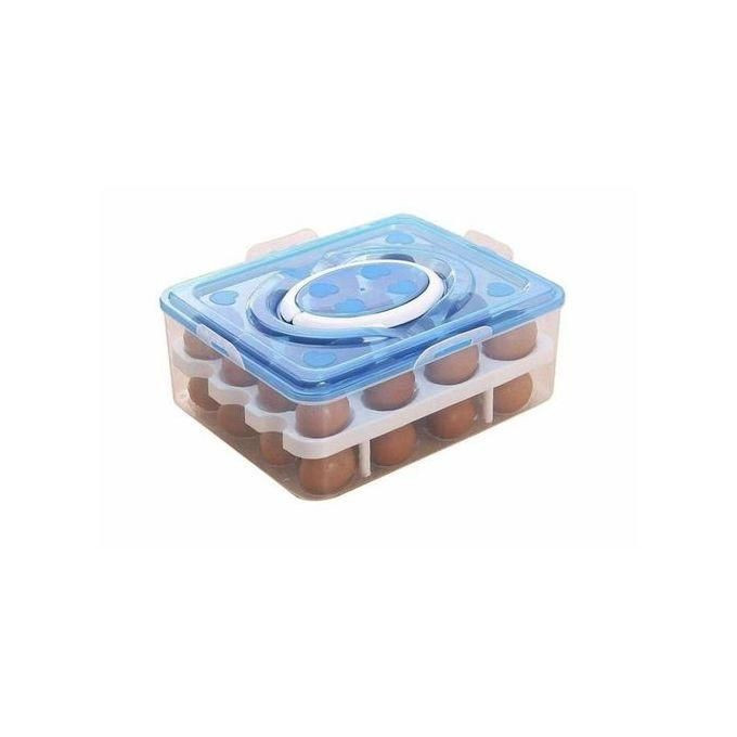 Eggs Tray Storage Container 32 Grid - Green Blue Pink