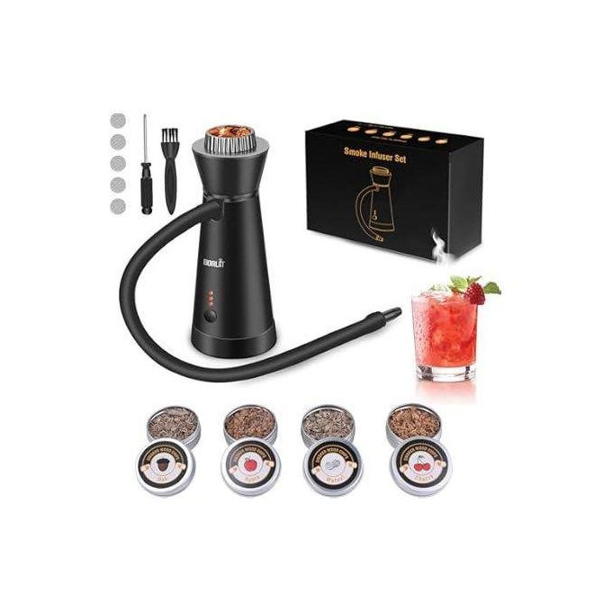 Smoke Infuser Food Drink Cold Smoke Gun Generator Bar With Lighter Portable Molecular Cuisine Smoking Gun Meat Burn Cooking With 4-Pack Wooden Chips, Handheld Smoke Gun For Kitchen, Meat, Salmon, Cocktails, Cheese, Grill