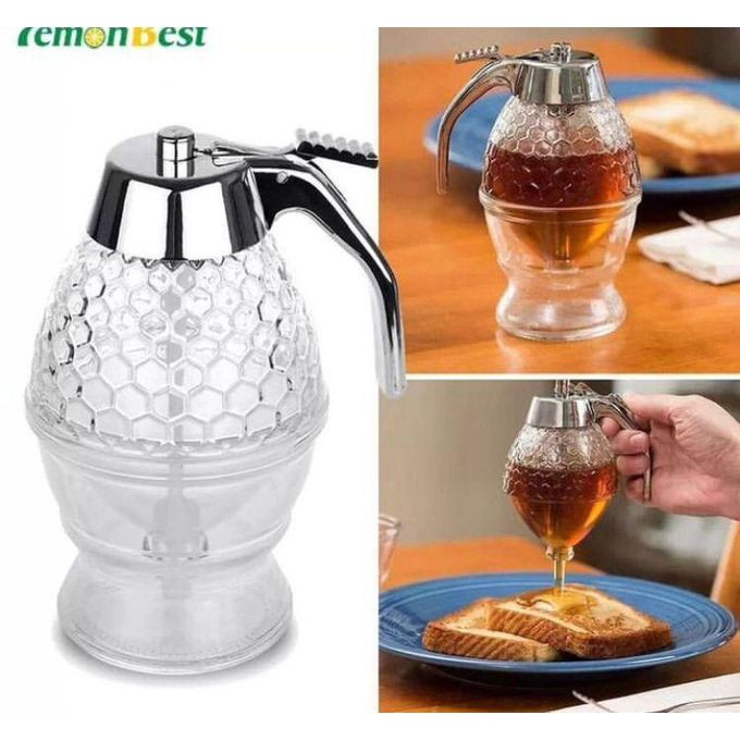Honey Dispenser with Stand, No Drip Honey Jar - Transparent