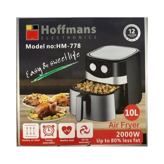 Hoffmans 10L Electric Airfryer Machine With Manual Knob- HM-778-Color Black