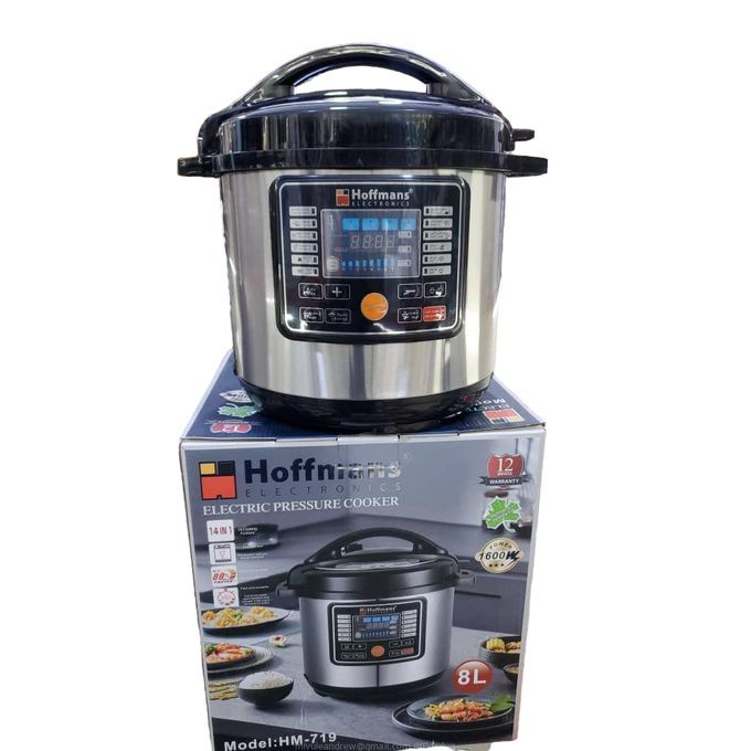 Hoffmans 8L/8 Litres Electric Multifunction Pressure Cooker - Silver