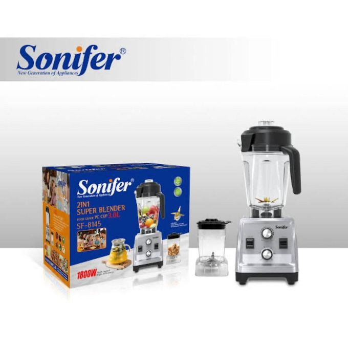 Sonifer SF-8145 1800W Home Kitchen Multi-function 3L High Speed Blender 2 in 1 Super Blender Electric Blender-Black
