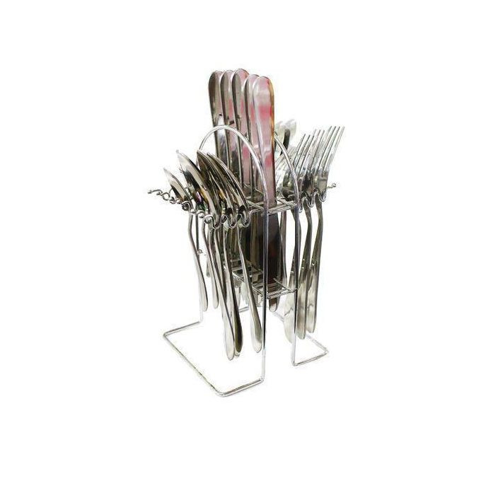 24 Pieces Stainless Steel Cutlery With A Stand - Silver.