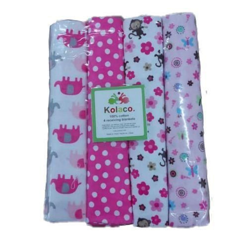 100% Cotton 4pcBaby Receiving, Swaddling Sheets - White