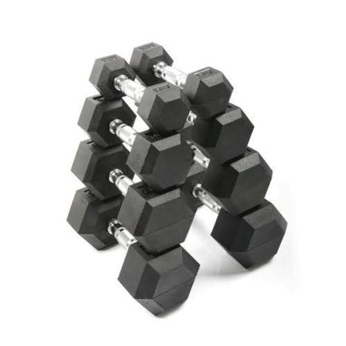 Pair Of Rubber Coated Dumbbells 5kg each Plus One Free Yoga Mat - Black