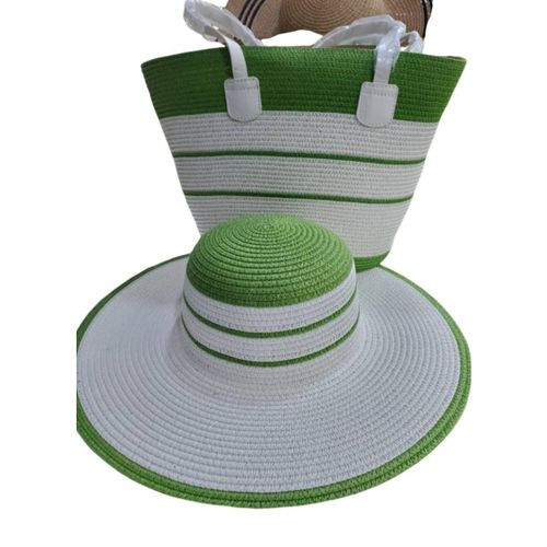 Women's Elegant Beach Tote Bag With A Hat - Multicolor.