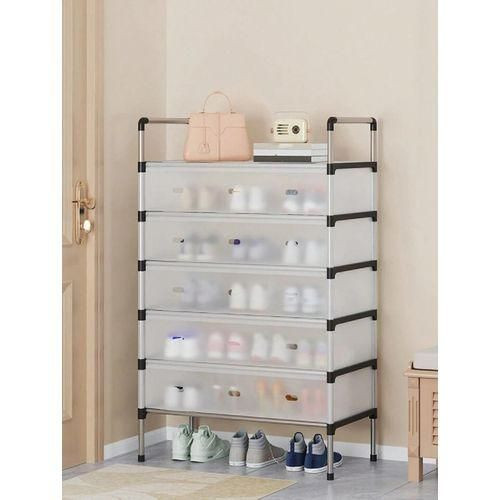 Shoe Rack With Dustproof Cover - Metal Stackable Shoe Organizer For 18-21 Pairs, Easy Assembly, Space-Saving Design, Versatile Storage For Entryway, Closet, Bedroom, Garage