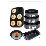 4pcs Set Of Nonstick Cake Cupcakes And Loaf Baking Trays - Black