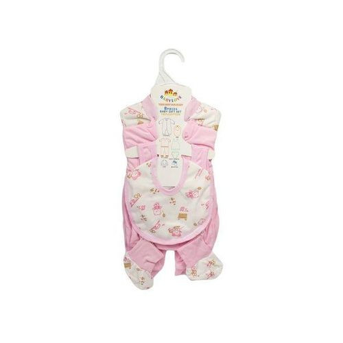 New Born Baby Girl Cotton Overall 8 Piece Clothing Set Multiple Designs - Pink