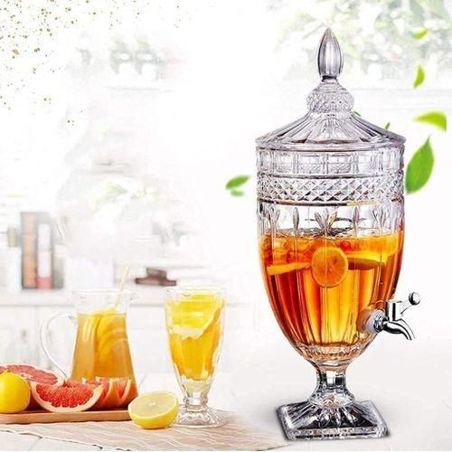 5Litres Drink Dispensers For Parties Crystal Glass Iced Mason Jar Dispenser with Stand And Spigot Liquid Containers Wide Mouth Beverage Server Water Pitcher For Juice Tea Party Bar Wedding - Transparent