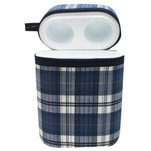 Checkered Double Baby Bottle Milk Warmer - Dark Blue