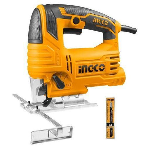 INGCO Jig Saw Corded Saw, 570W, 800-3000rpm 4 Step Pendulum Function 5 Variable Speed Control Power Saw With 3pcs Saw Blades Jigsaw -Yellow