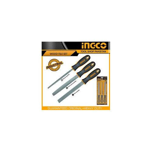 INGCO Super Wood Hand File Set Model, 3 Pieces Wood File Set - Silver/Yellow