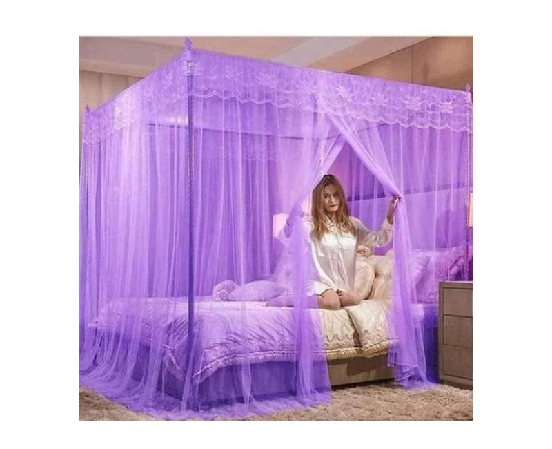 4 Stand Steel Frame Mosquito Net - Purple
