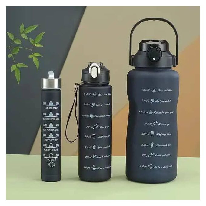 3 Piece Water Bottle Set-Black