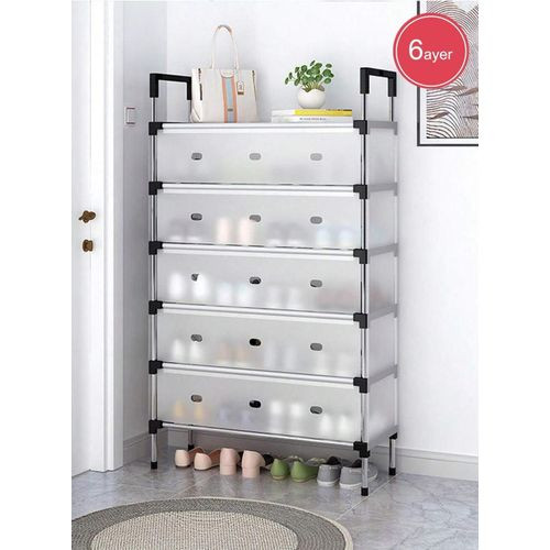 6 Layer Tier Dustproof Shoe Storage Rack Shoes Organizer Shelf Storage Stand - White