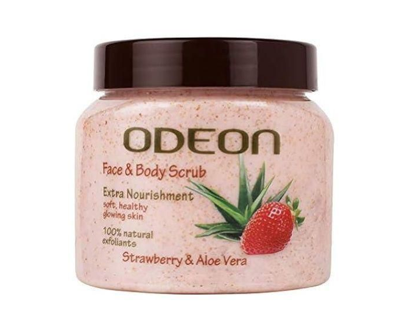 Odeon Strawberry & Aloe Vera Face and Body Scrub Jar 300ml
