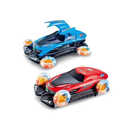 Battery Operated Deform Flying Car with Sound & Light Bump N Go Function Rotating Four-Wheel Toys for Boys Girls - Multicolor