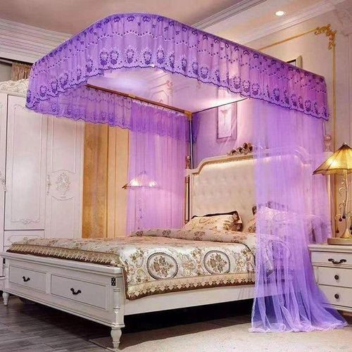 Mosquito Net With 2 Stand Rail Bed Net -Purple