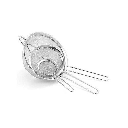 3pcs Big sieves Fine Mesh Food, Juice Strainers - Silver