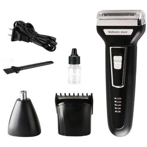 3 in 1 Rechargeable Hair Trimmer Set Hair Clipper+Smoother+Nose - Black