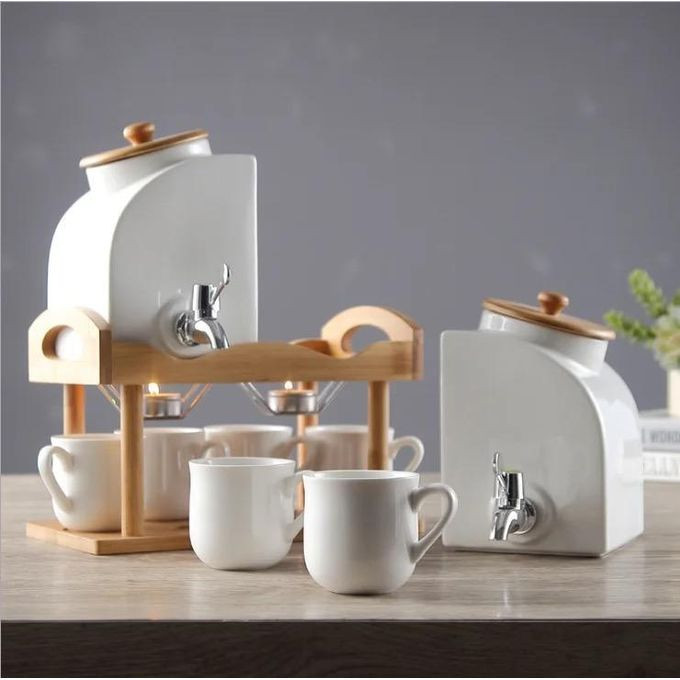 Coffee Set of 11Pcs ,Tea/Coffee Cups, Rack And Dispensers.