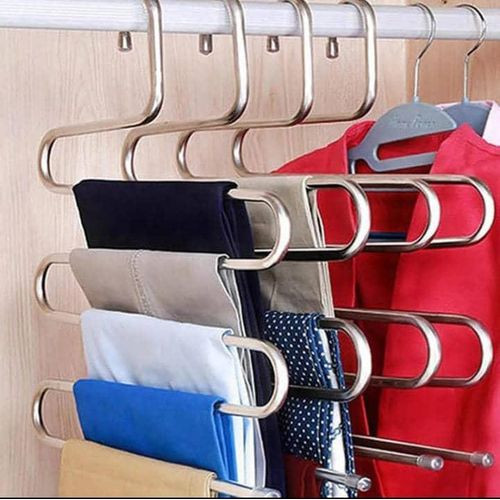 Pants Rack Trousers Framework Non Slip Clothes Hangers Stainless Steel 5pcs/lot. Silver