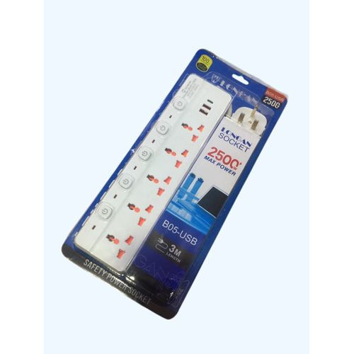 Longa 4 Way Extension Cables With USB Ports / 4 Way Extension Cables / Extension Cables- Whhite