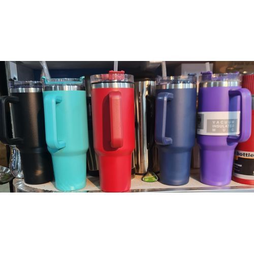 Vacuum Insulated Mugs With Straws And Handle 1200mls - Multicolor