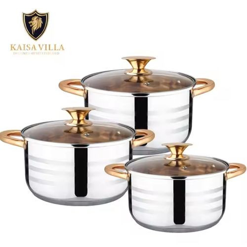 3Pcs Kaisa Villa Cookware Set Stainless Steel - Silver