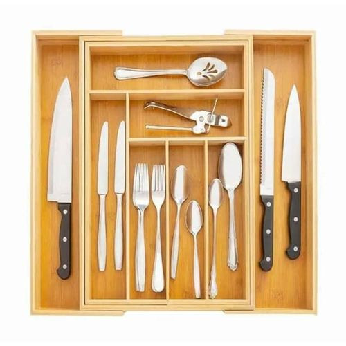 Wooden Kitchen Cutlery Organizer - Brown