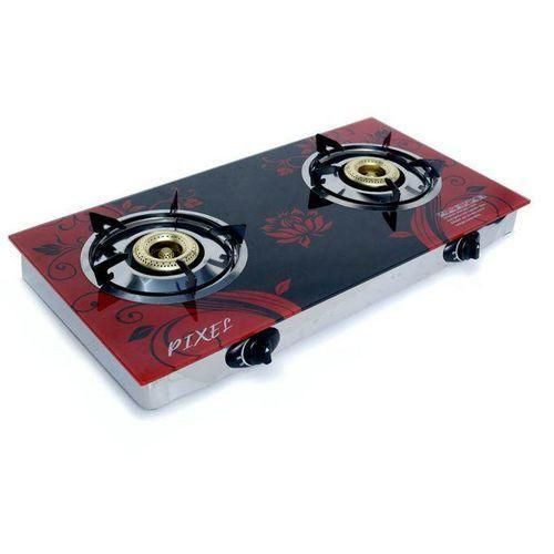 Pixel 2 Burner Tempered Glass Gas Stove -Black