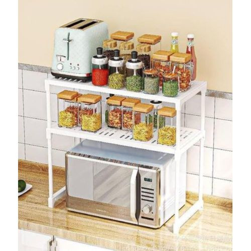 Generic Xim 2 Tier Microwave Storage Rack Microwave Shelf Rack Microwave Oven Wall Stand- Multicolor