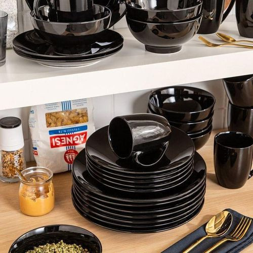 Dinner Set Black 24 Pieces