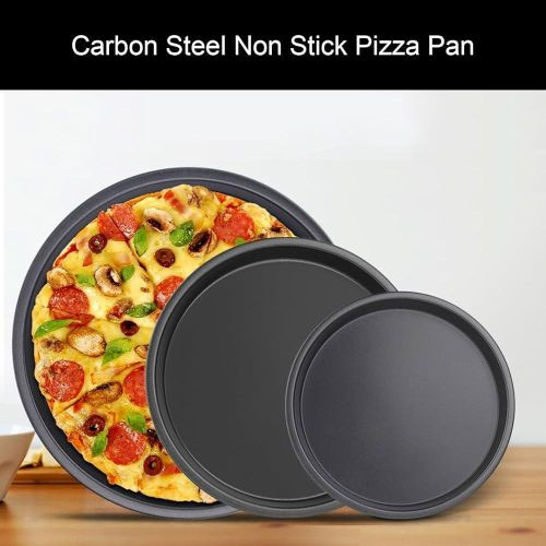 Non-Stick 3PC Pizza Pan Set 26,30,32cm-Color Black
