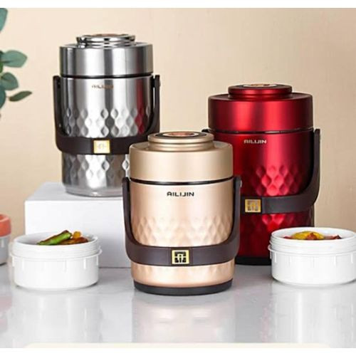 Japan Stainless Steel Insulated Food Flask Leakproof Lunch Box Keep Cold/Warm 12H For Men, Women, School, Office, Picnic, Travel,Red,1.9L- Multi-Color